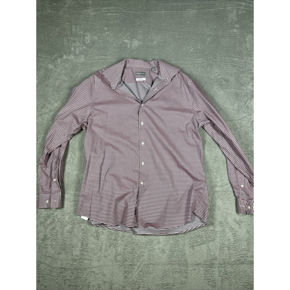 Michael Kors Red And White Flannel Button Up Long Sleeve Shirt Size 17